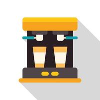 Coffee machine preparing two paper cups of coffee with long shadow vector