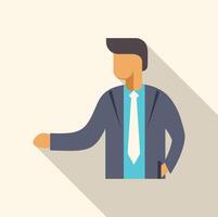 Businessman showing something with open hand gesture and long shadow vector