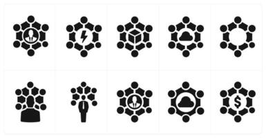 A set of 10 web marketing icons as group connection, group clash, group network vector