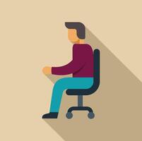 Office worker sitting on chair working on computer, vector