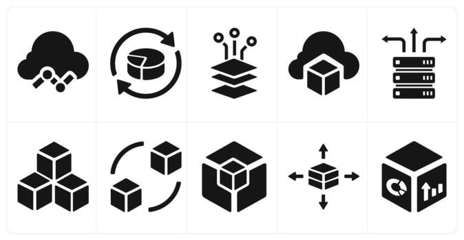 A set of 10 web marketing icons as cloud data, diagram, storage vector
