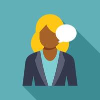 Businesswoman speaking with empty speech bubble, communicating ideas and information vector