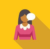 Woman speaking with speech bubble showing communication and expression vector