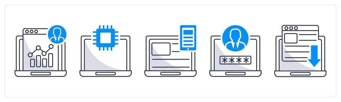 A set of 5 web design icons as admin panel, technology, responsive design vector
