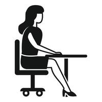 Office worker sitting at desk working on computer icon vector