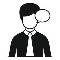 Businessman speaking with speech bubble, effective communication in corporate setting vector