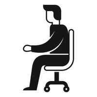 Businessman working using desktop computer, silhouette vector