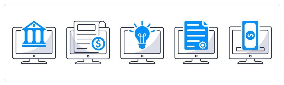 A set of 5 blockchain icons as digital banking, crypto news, hackathon vector
