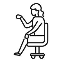 Office worker sitting on chair and pointing with hand vector