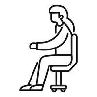 Office worker sitting on rolling chair typing on keyboard side view vector