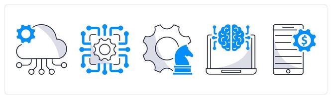 A set of 5 blockchain icons as saas, technology, strategy vector