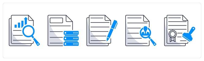 A set of 5 business icons as market research, business data, contract vector