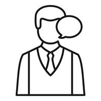 Businessman talking with speech bubble, communication and discussion icon vector