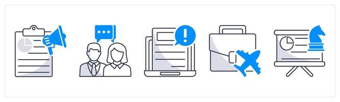 A set of 5 business icons as business marketing, business communication, business information vector
