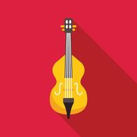 Yellow contrabass representing classical music on red background vector