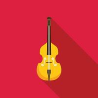 Yellow double bass with long shadow on red background vector