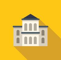 White building with arches and dark gray roof on yellow background vector