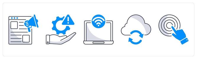A set of 5 business icons as website advertise, risk management, internet access vector