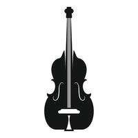 Black contrabass silhouette showing its strings and sound holes vector