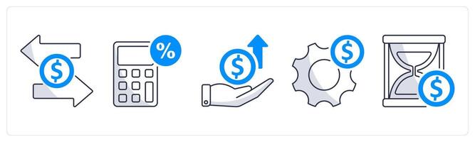 A set of 5 business icons as fund transfer, tax calculator, expenses vector