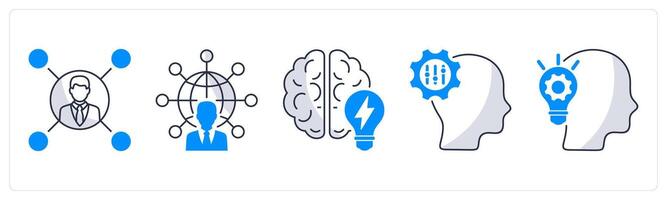 A set of 5 business icons as affiliate business, communication and network, brainstorming vector