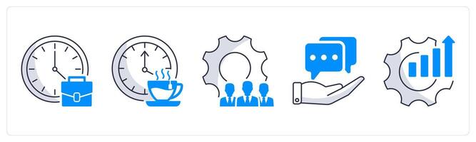 A set of 5 business icons as office hours, break time, management vector