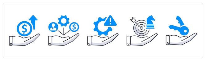 A set of 5 business icons as expenses, resource allocation, risk management vector