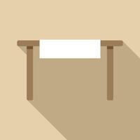 Wooden table with white tablecloth covering part of the surface vector