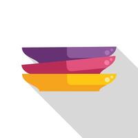 Stack of colorful empty plates with long shadow vector