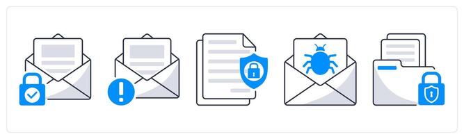 A set of 5 security icons as mail protection, spam, confidential information vector
