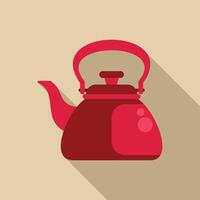 Red kettle with long shadow is waiting for boiling water vector