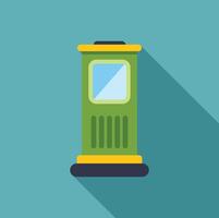 Green parking meter standing on a dark base with a long shadow vector