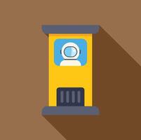 Astronaut looking out from futuristic phone booth on mars vector