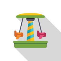 Colorful carousel with airplane shaped seats spinning in amusement park vector