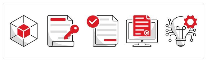 A set of 5 blockchain icons as blockchain, digital key, smart contract vector