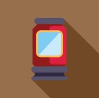 Red soda can with blank label and long shadow vector