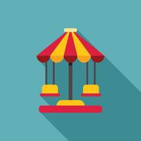 Swing ride spinning in amusement park with long shadow vector