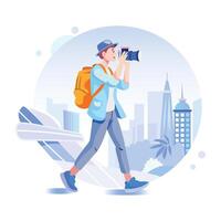 A photographer capturing a picture, a flat style illustration vector