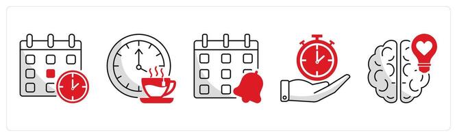 A set of 5 business icons as schedule, break time, meeting reminder vector