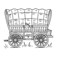A wagon with a large basket on it coloring page vector