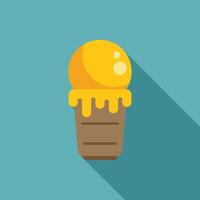 Delicious mango ice cream melting on a waffle cone vector
