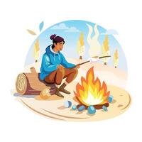 Camping illustration in flat style vector