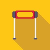 Horizontal turnstile accessing gate entrance with blank sign on yellow background vector