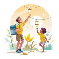Joyful Activities Flat Style Illustrations vector