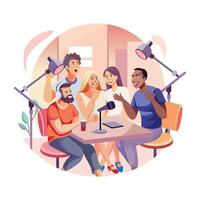 Joyful Activities Flat Style Illustrations vector