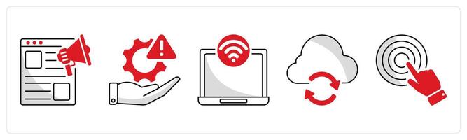 A set of 5 business icons as website advertise, risk management, internet access vector