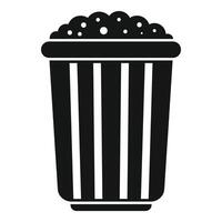 Full popcorn bucket overflowing with tasty popcorn kernels for movie watching vector