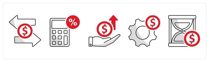 A set of 5 business icons as fund transfer, tax calculator, expenses vector