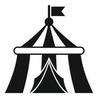 Circus tent waving a flag on top, simple black and white icon vector