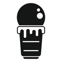 Ice cream ball melting on crunchy waffle cone vector